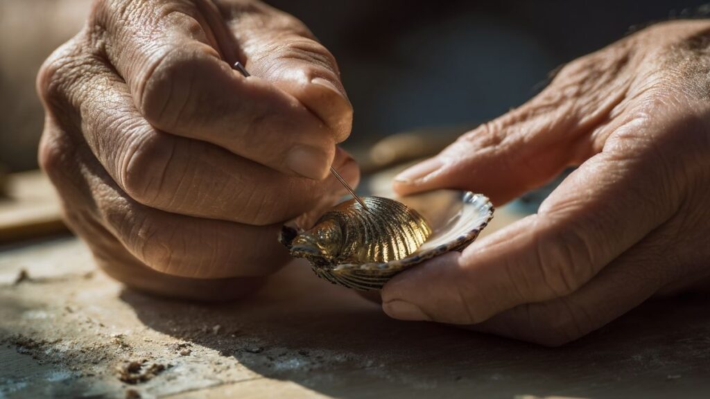 Comment fabrique-t-on une bague en coquillage incrustée d’or ?