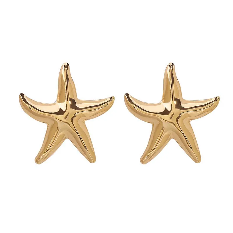 Boucles d'oreilles étoile de mer dorées bohème Boucles d'oreilles étoile de mer dorées bohème – Image 6